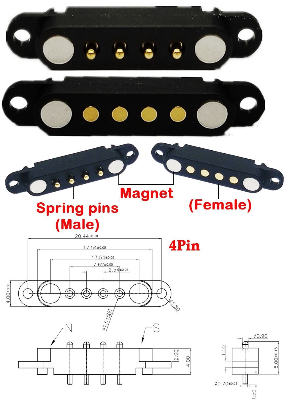 Conector Magnetico 4 pin